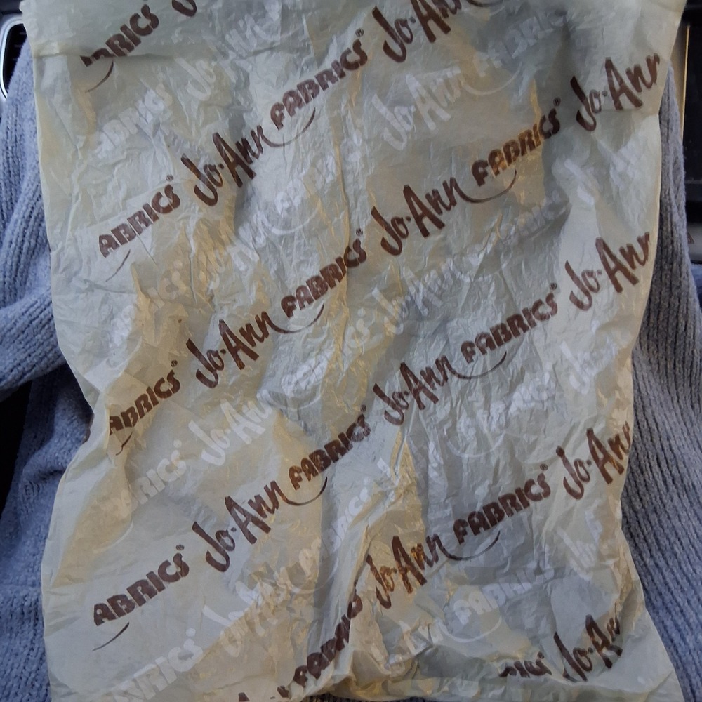 Vintage Jo-Ann Fabrics Plastic Shopping Bag Brown White Logo Retro Advertising